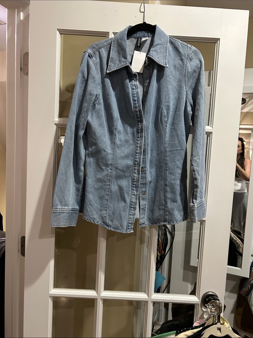 H&M Light Blue Denim Button-Down Shirt